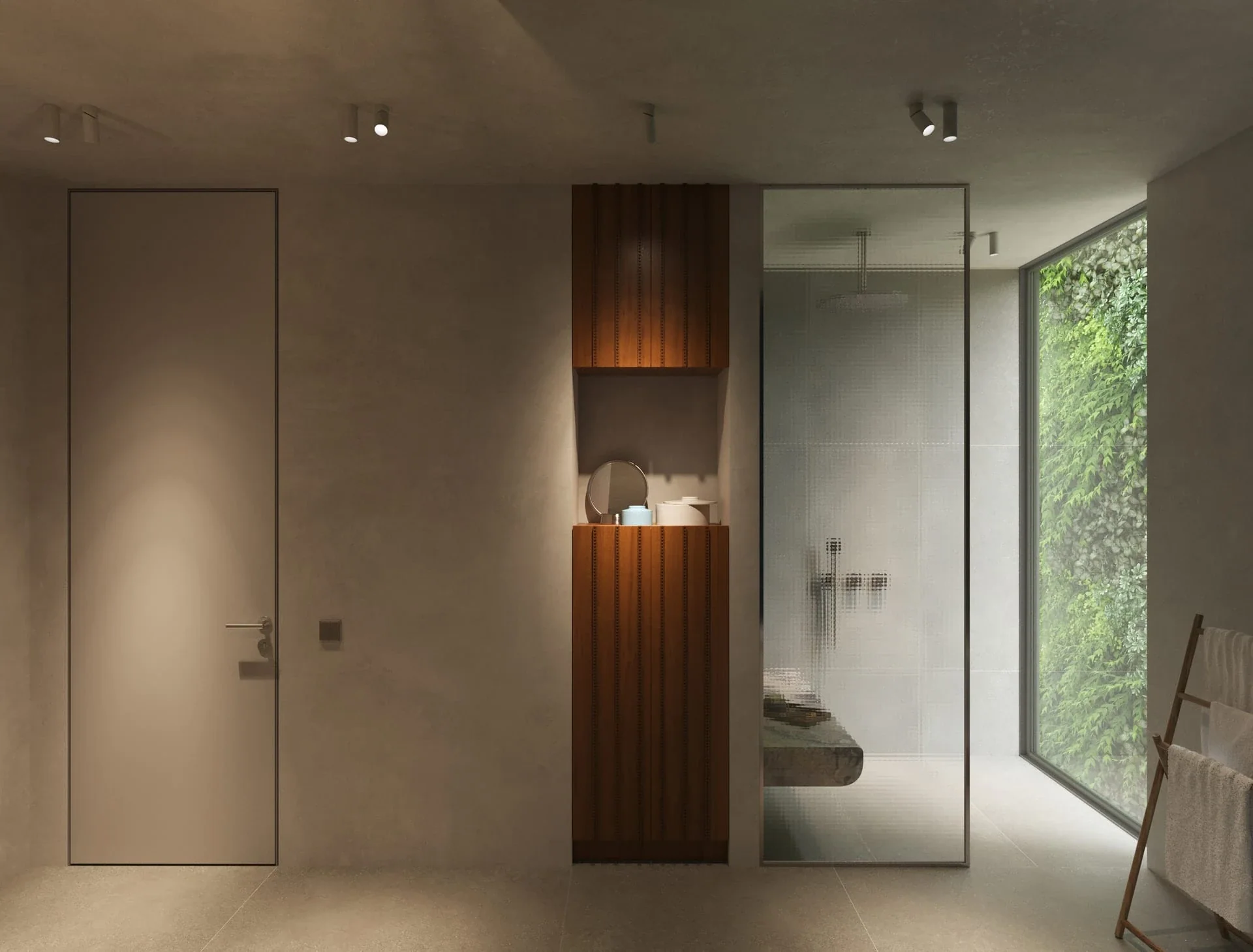 1BR bathroom vanity with integrated storage