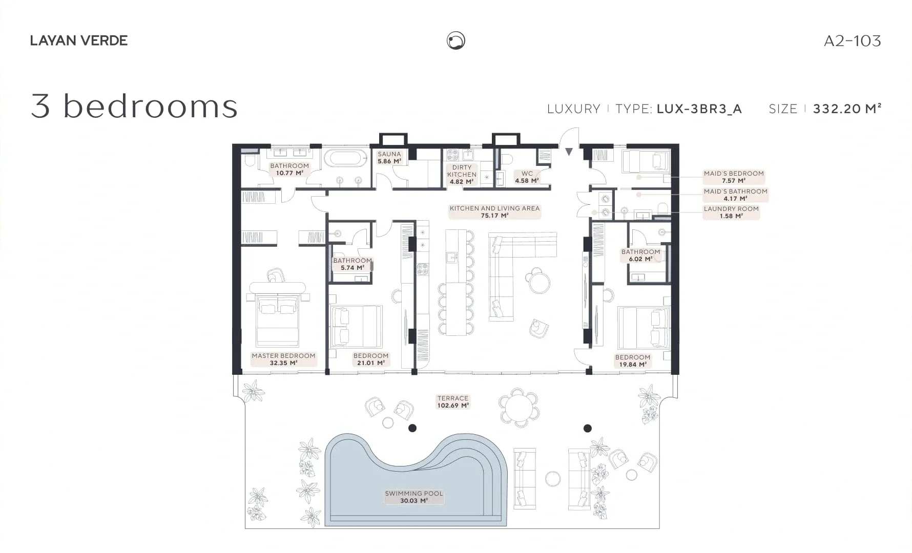 Layan Verde — 3BR floor plan