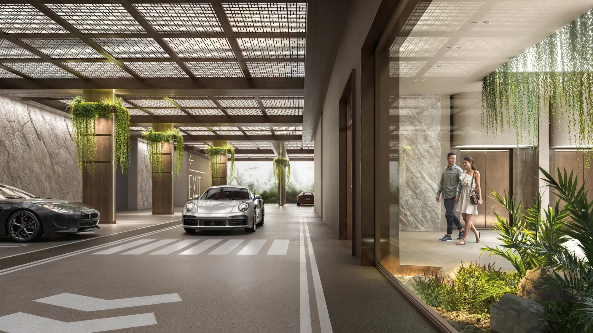 Planned lobby and parking arrival in Layan Verde Building B3