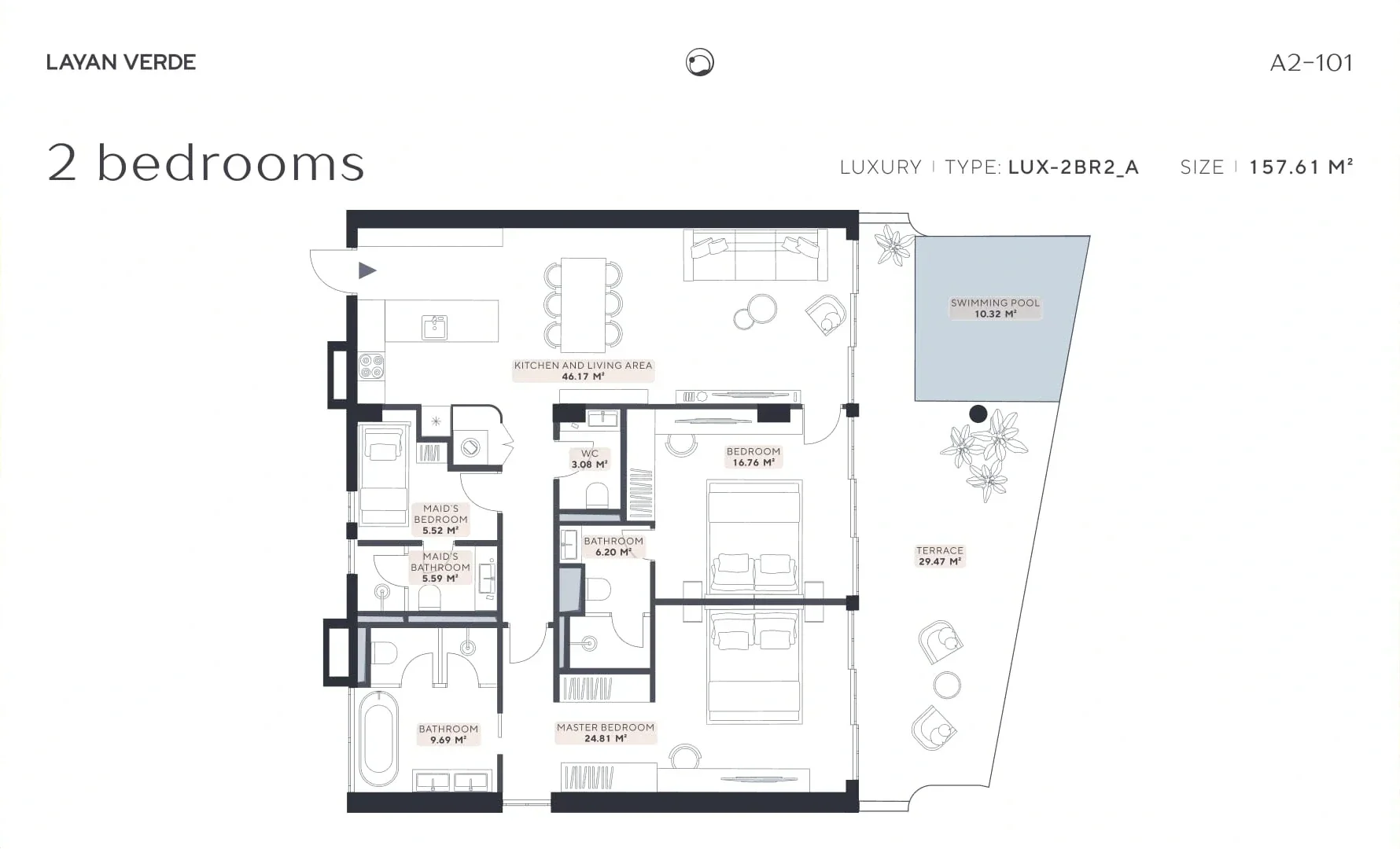 Layan Verde — 2BR floor plan
