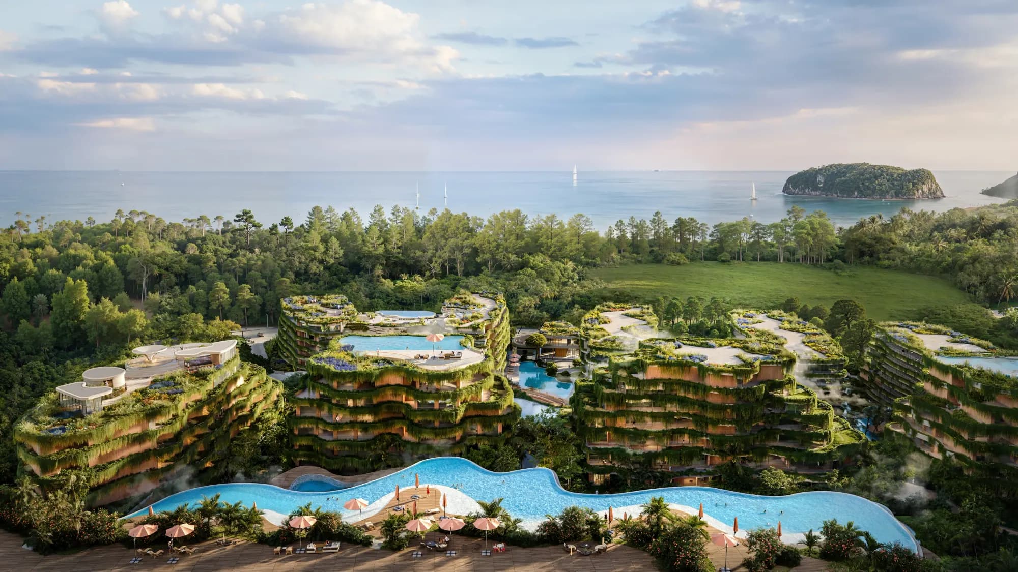 Sea-view setting around Layan Verde Buildings A2 and A5