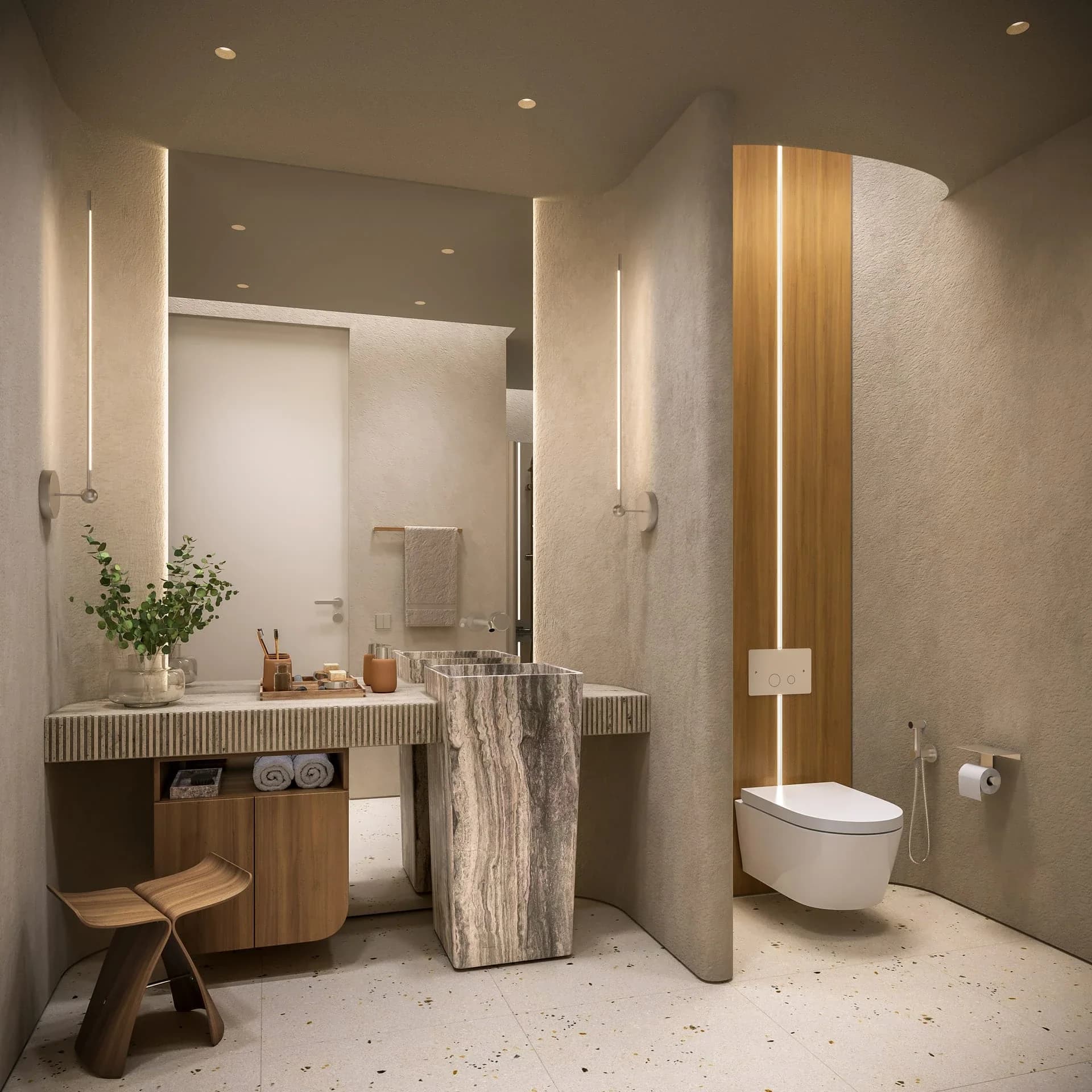 1BR bedroom with a planted terrace outlook